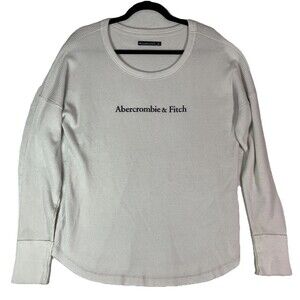 Abercrombie & Fitch Shirt Mens XL Thermal White Waffle Knit A&F Logo